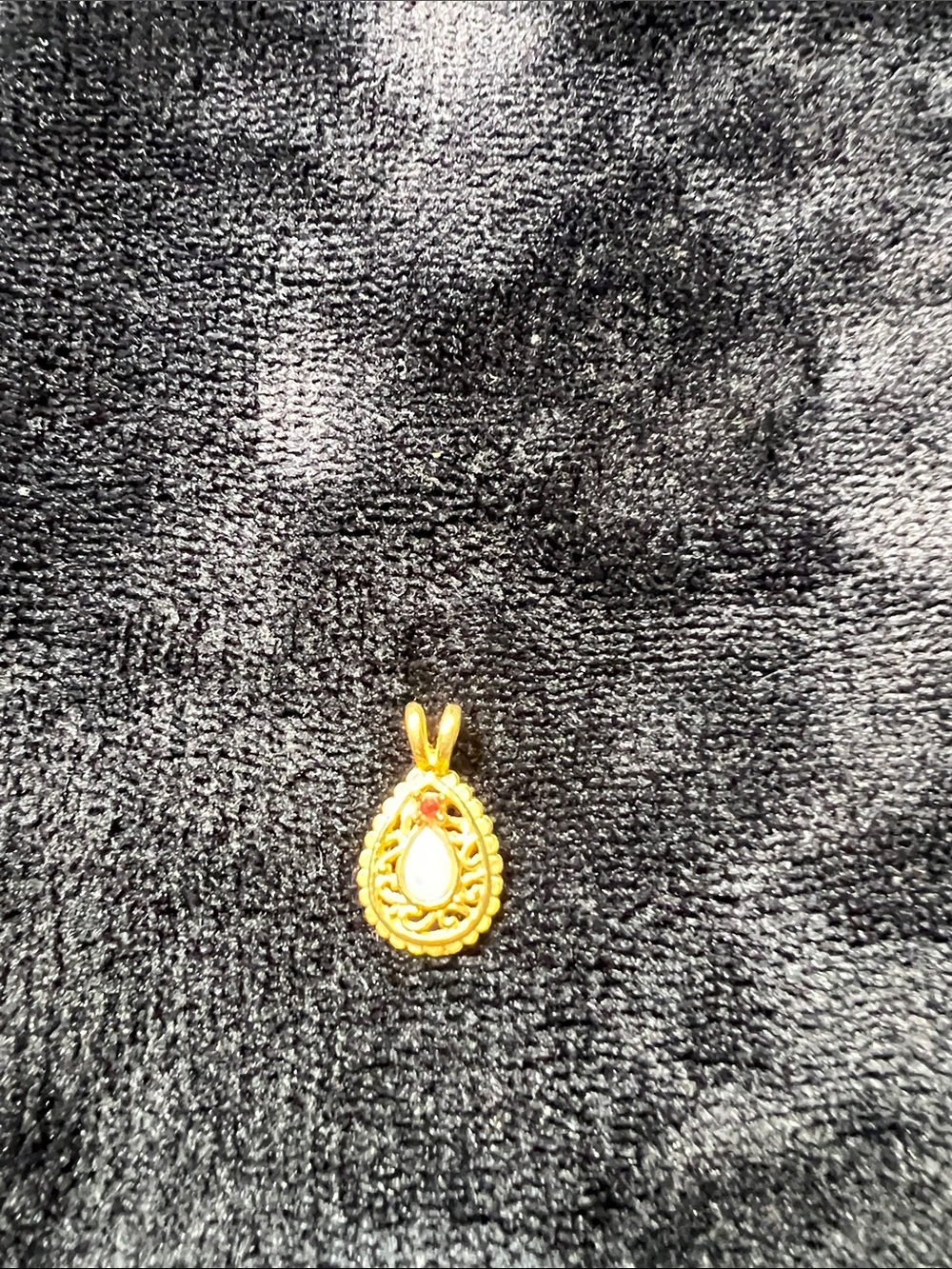 Gold tone Teardrop Pendant with White Stone - Women's Jewelry